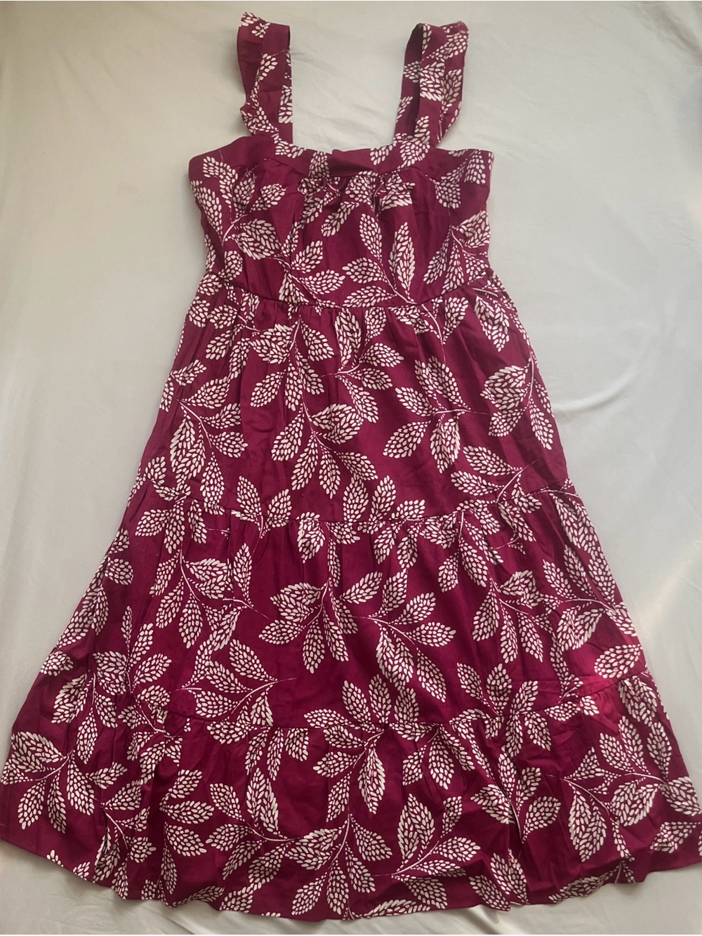 Torrid Belle Isle Cotton Linen Maxi Dress Size 00/10 Country Leaves Burgundy
